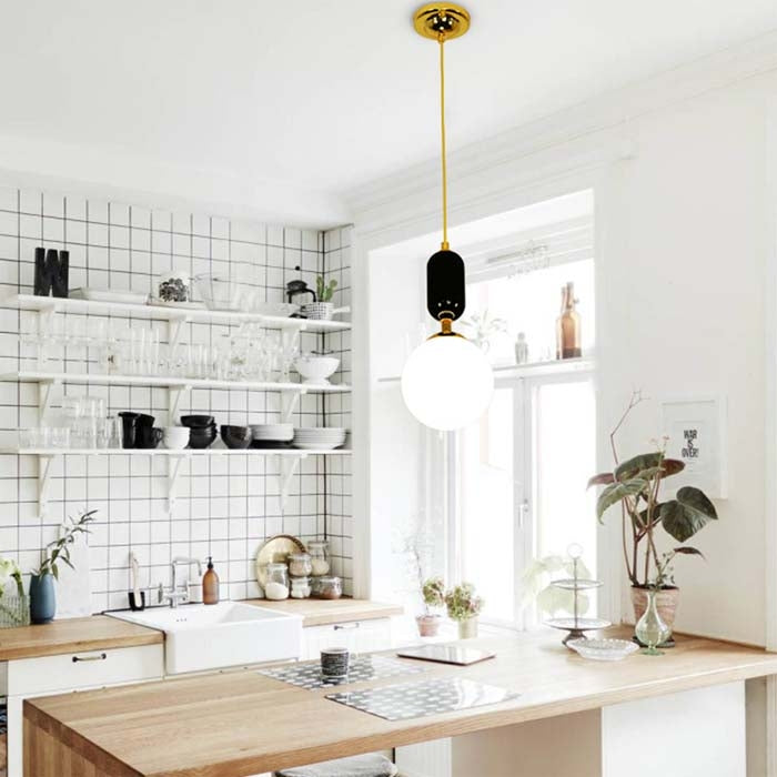 Metal and glass hanging lighting | Modern Pendant Light