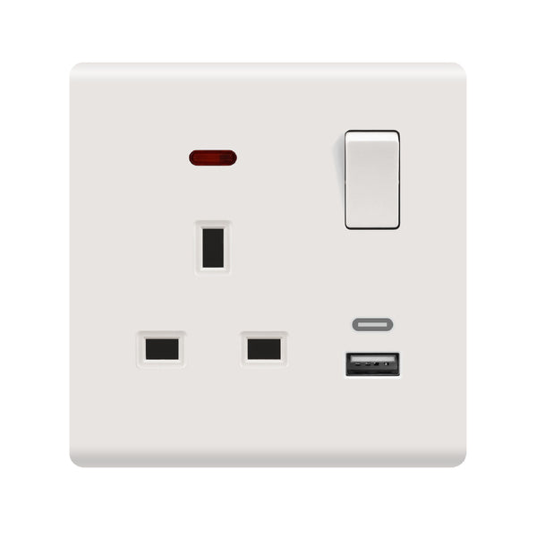 فيش جداري بمفتاح ومؤشر تشغيل