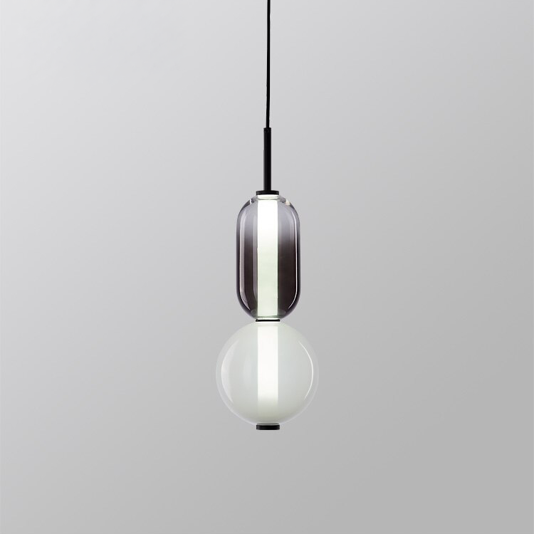 إنارة زجاجية اسطوانية باللون الأبيض والرمادي