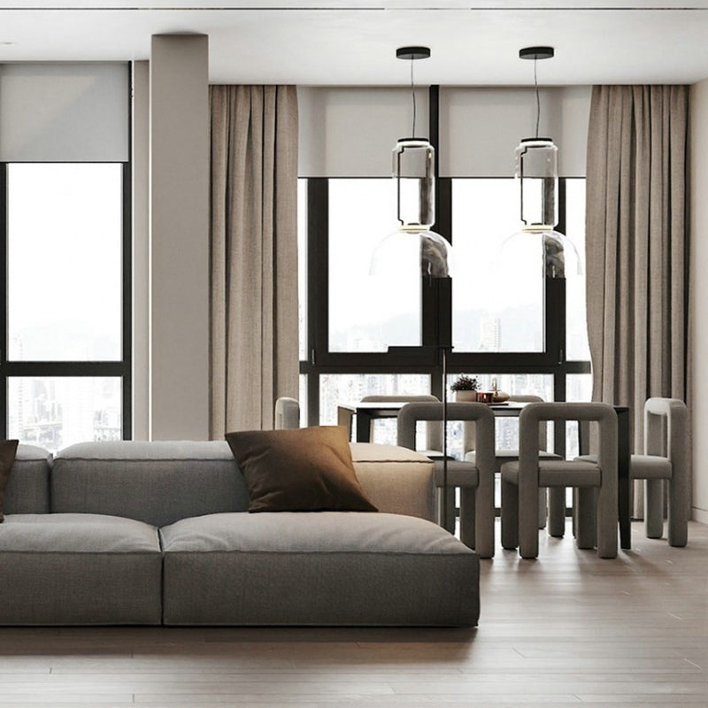 Black glass pendant light | Black & Clear Glass Zamil