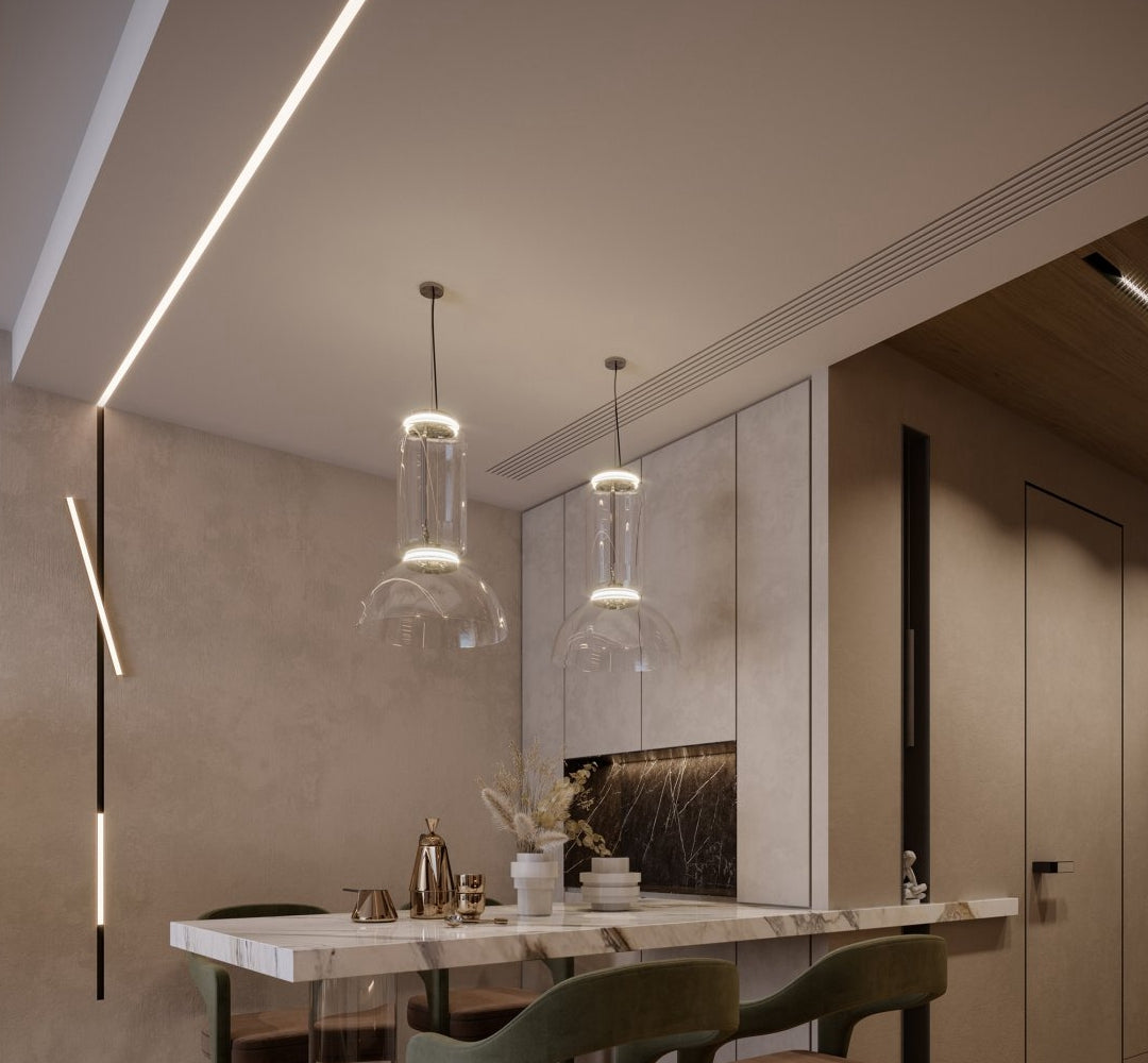 Black glass pendant light | Black & Clear Glass Zamil