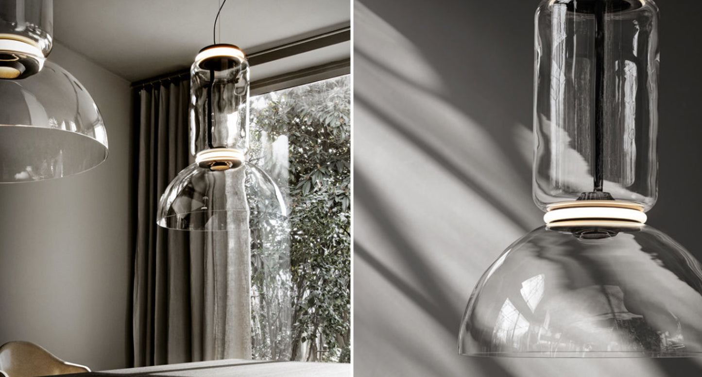 Black glass pendant light | Black & Clear Glass Zamil