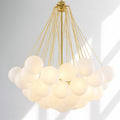 Opaque glass pendant with spherical distribution and metal parts