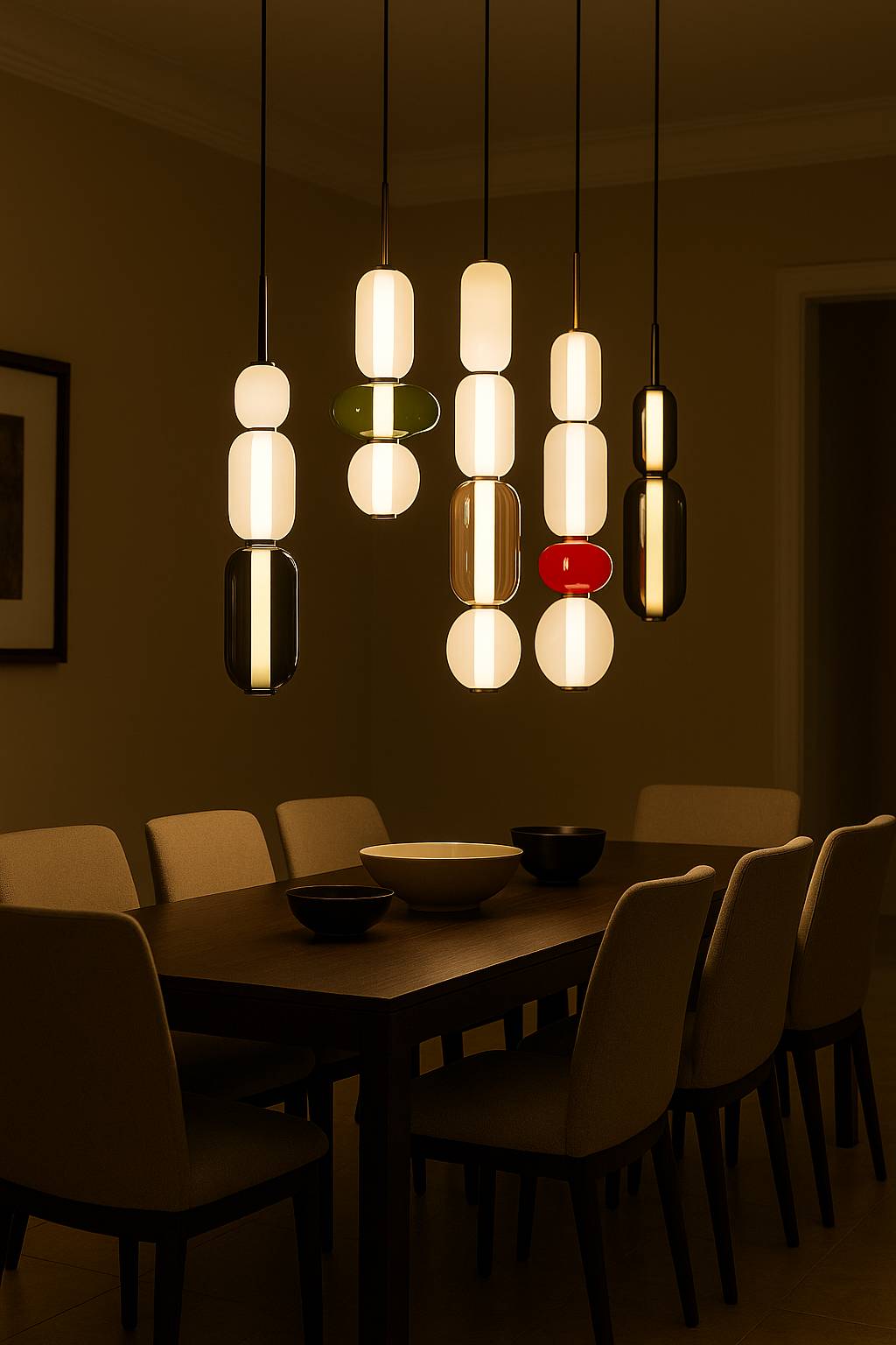 إنارة تعليق زجاجية أحمر ورمادي