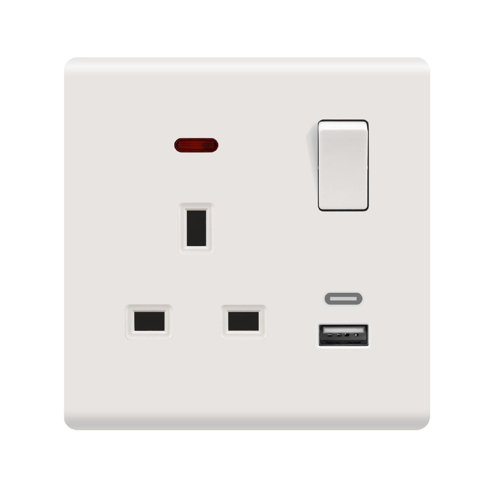 فيش جداري بمفتاح ومؤشر تشغيل