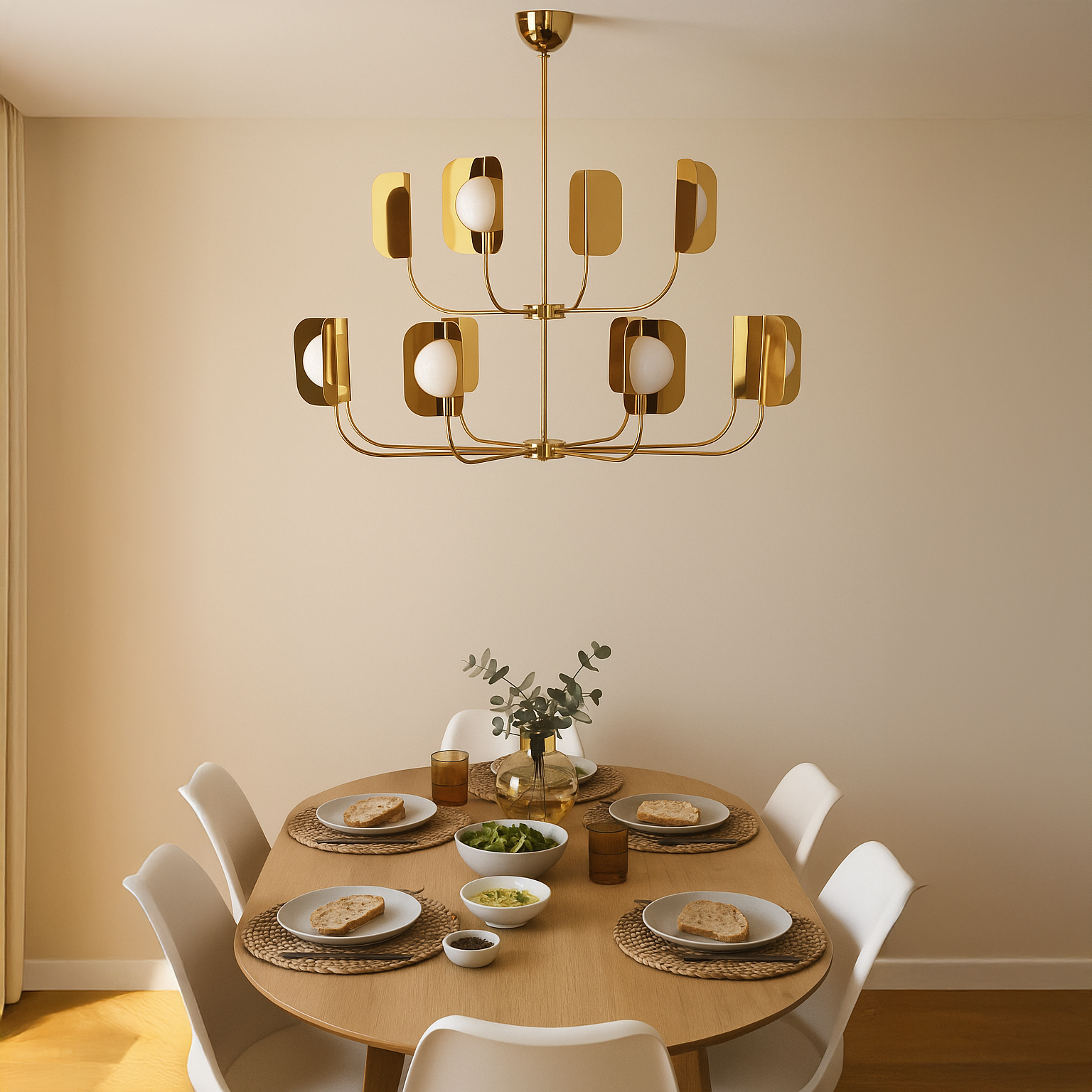 ثريا معدنية بزجاج كروي وألواح محيطية مثنية