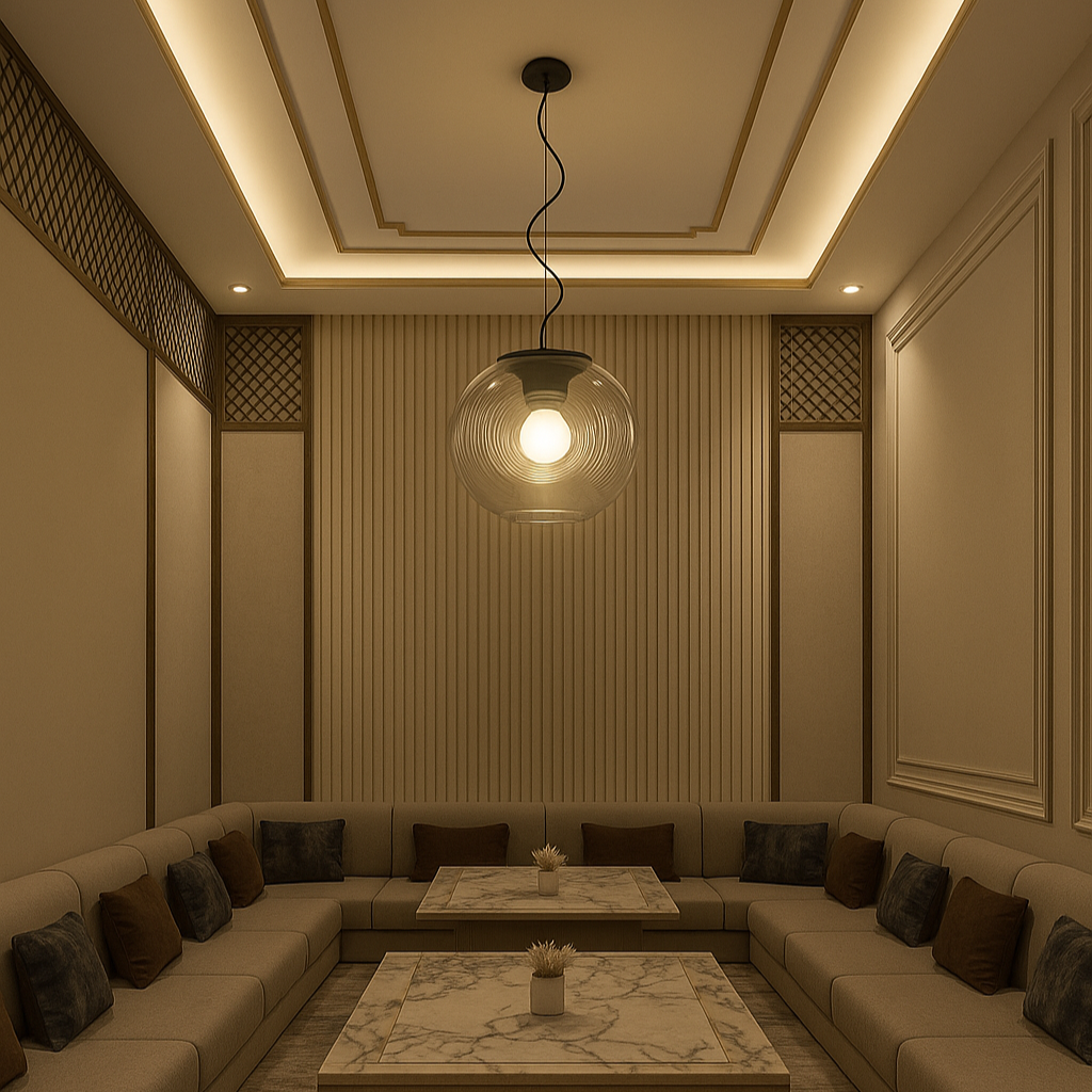 مصباح زجاجي معلق بسطح محفور