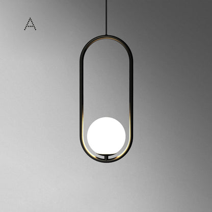 مصباح معلق معدني بزجاج أسود | Black Metal & Glass Pendant Lamp