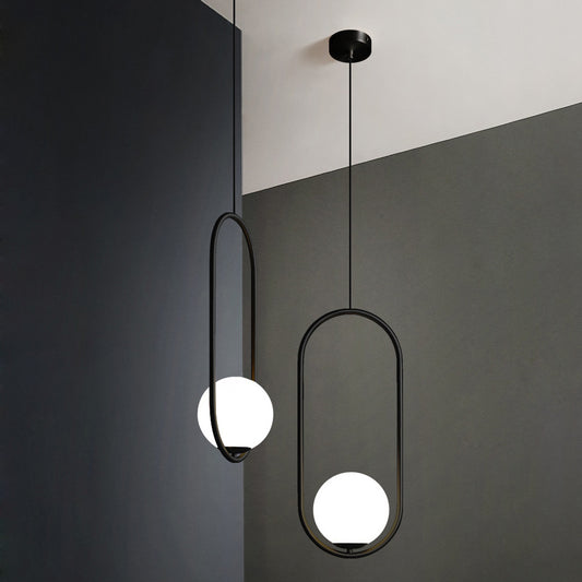 مصباح معلق معدني بزجاج أسود | Black Metal & Glass Pendant Lamp