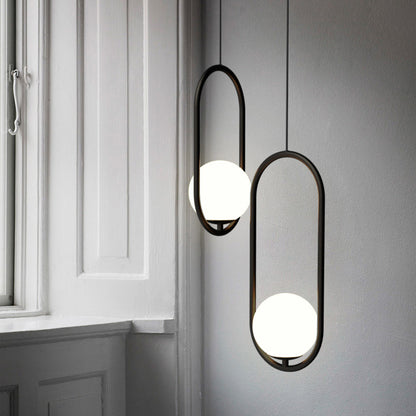 مصباح معلق معدني بزجاج أسود | Black Metal & Glass Pendant Lamp