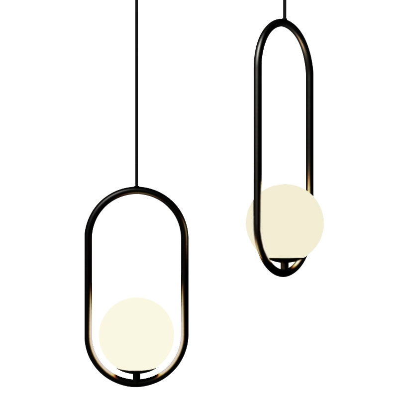 مصباح معلق معدني بزجاج أسود