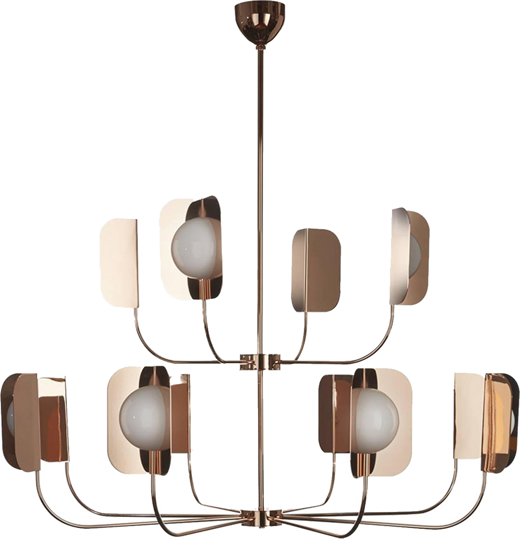 ثريا معدنية بزجاج كروي وألواح محيطية مثنية