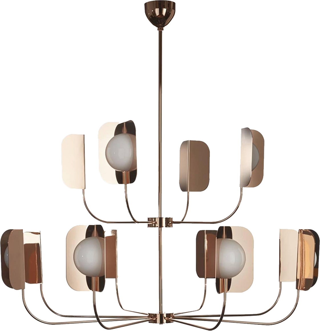 ثريا معدنية بزجاج كروي وألواح محيطية مثنية