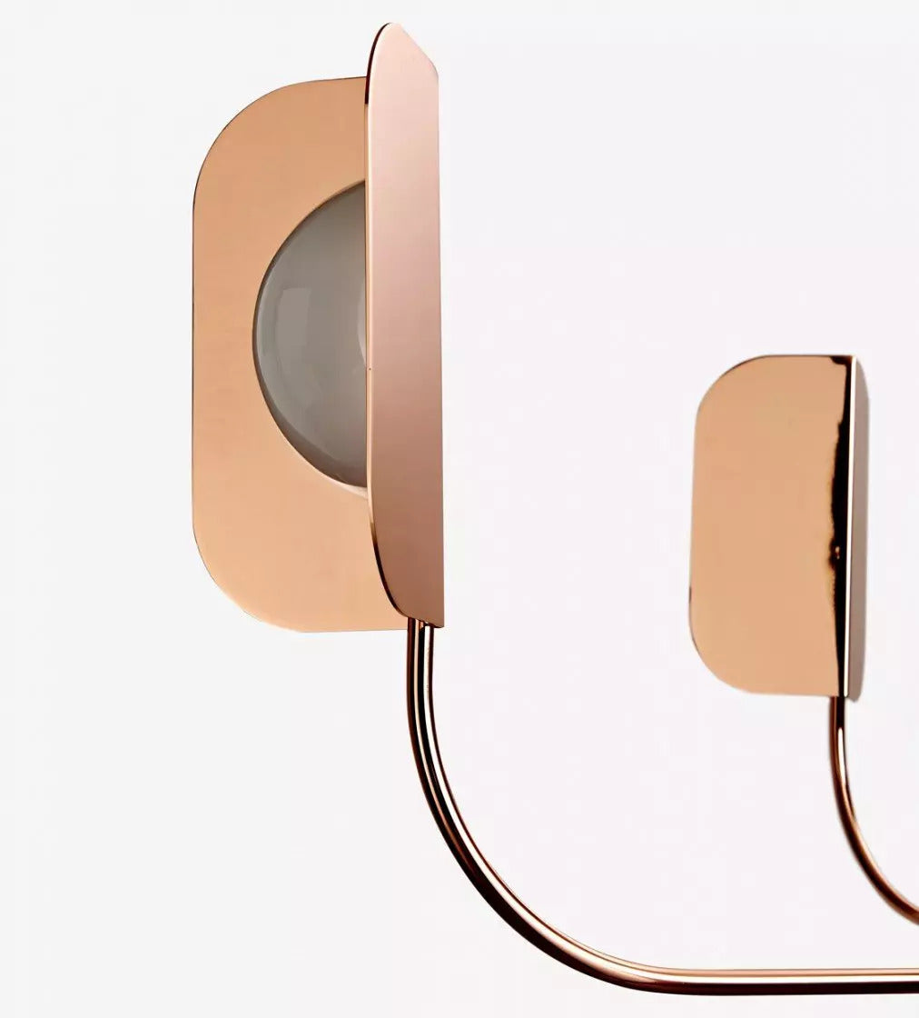 ثريا معدنية بزجاج كروي وألواح محيطية مثنية